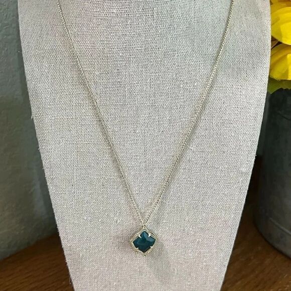 NWT Kendra Scott t Kacey Adjustable Length Pendant Necklace Gold & Aqua #KSNK - Picture 6 of 8